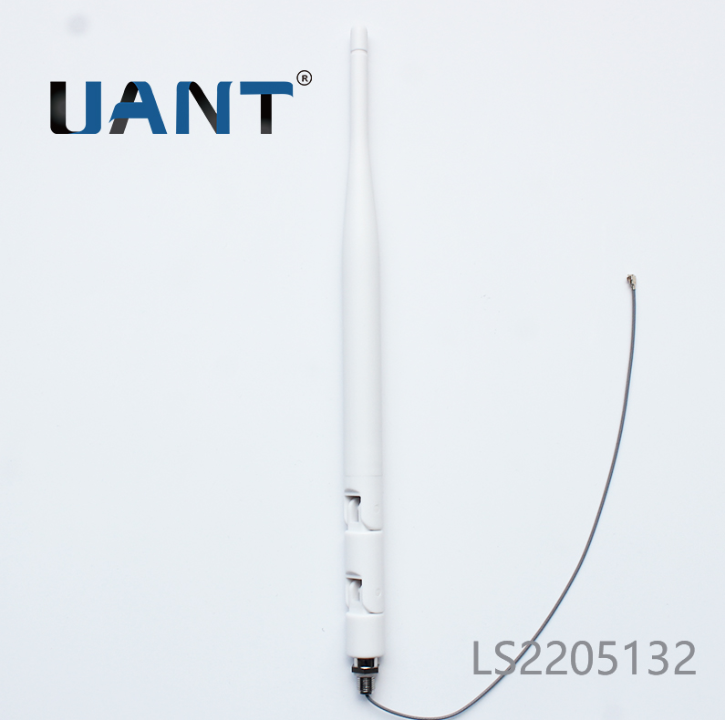 2.4G 5dBi白色圓形出線天線，L=200mm+端子